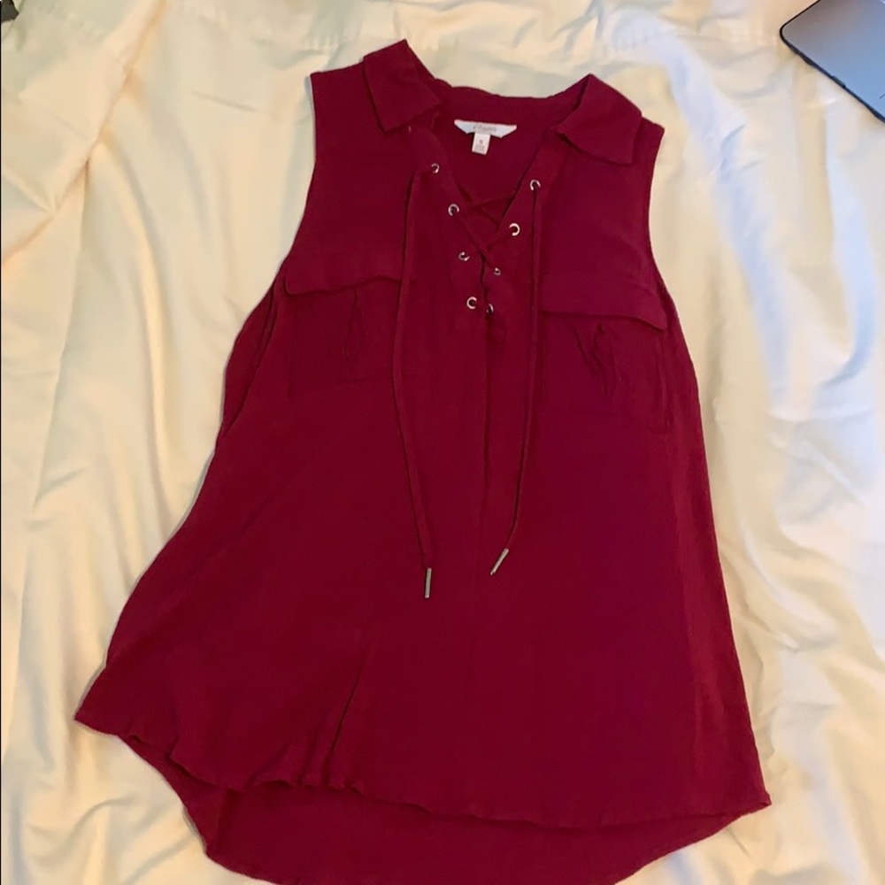 Wine colored collared tank top